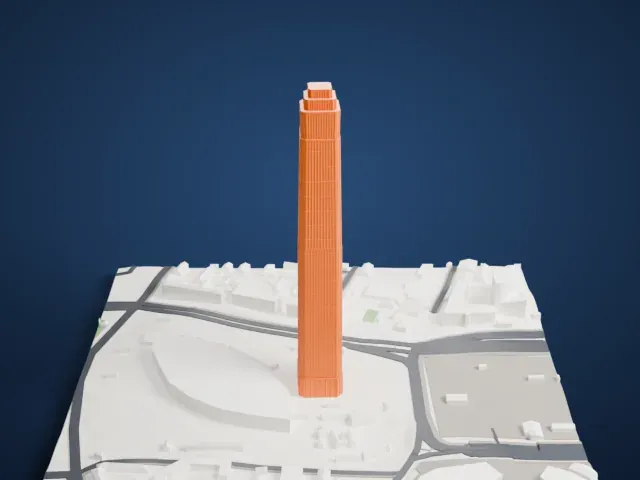 Forum 66 Tower 1 model, East view