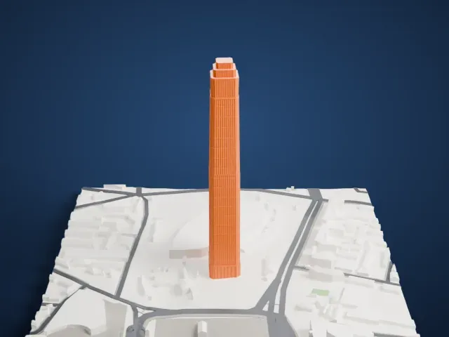 Forum 66 Tower 1 model, North view