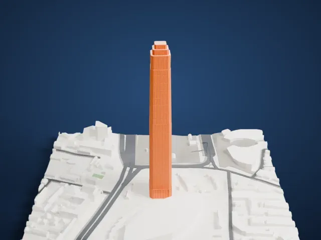 Forum 66 Tower 1 model, South view