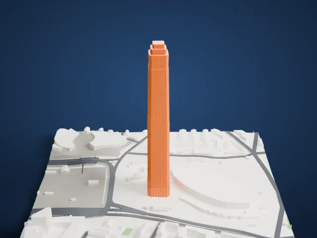 Forum 66 Tower 1 model, West view