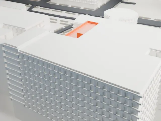 Founder's Hall, Rockefeller University model, East view