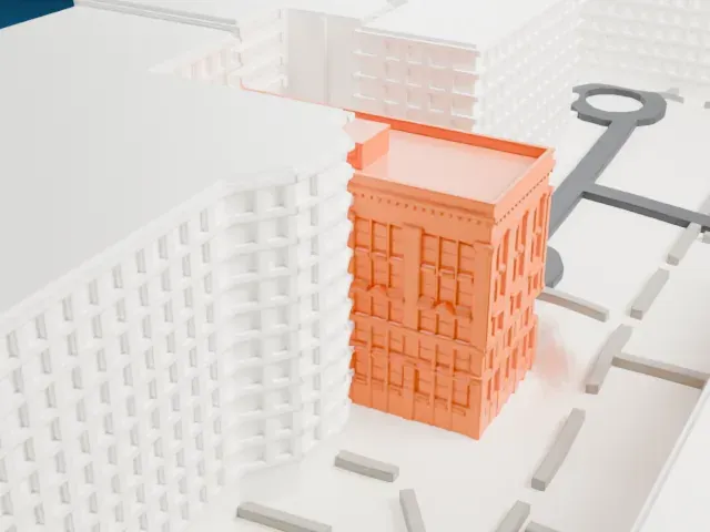 Founder's Hall, Rockefeller University model, North view