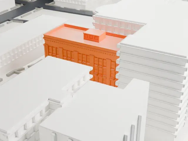 Founder's Hall, Rockefeller University model, South view