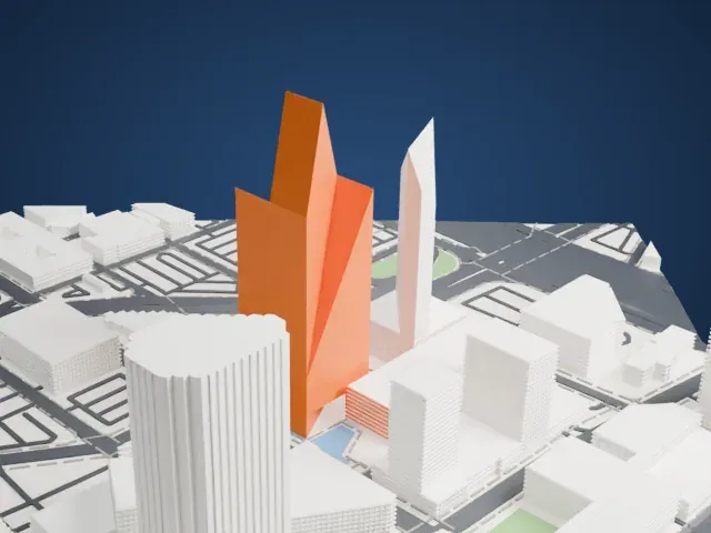 Fountain Place model, East view