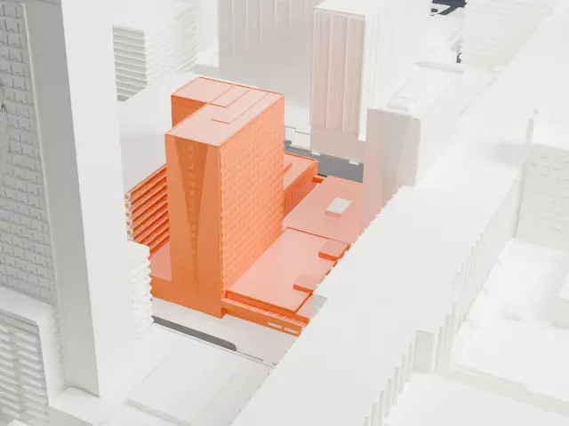 Four Queens model, East view
