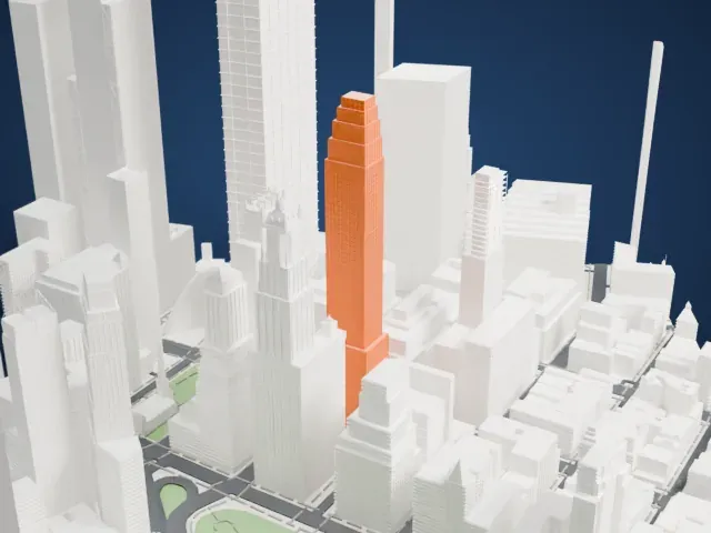 Four Seasons Hotel New York Downtown model, East view