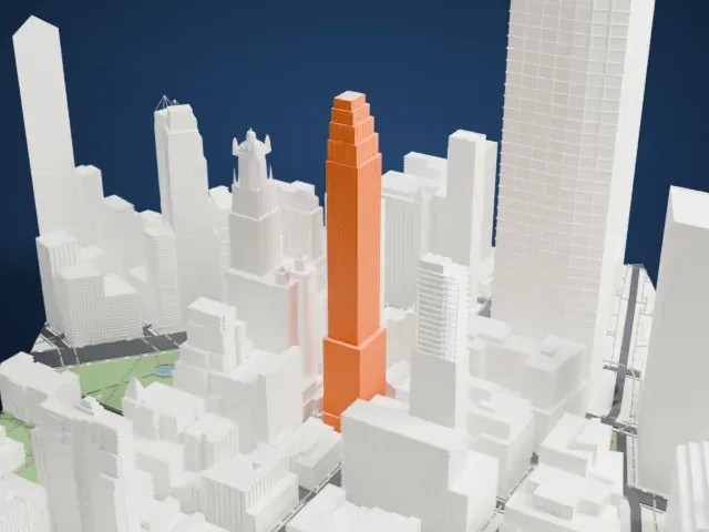 Four Seasons Hotel New York Downtown model, North view