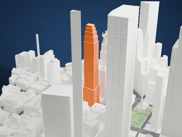 Four Seasons Hotel New York Downtown model, West view