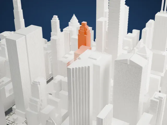 Four Seasons Hotel New York model, West view
