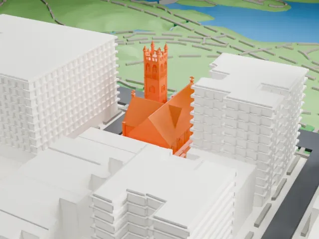 Fourth Universalist Society in the City of New York model, West view
