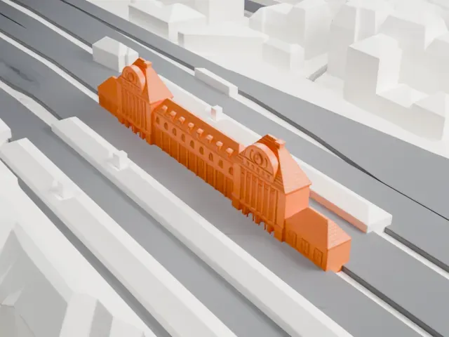 Frankfurt (Main) Süd station model, West view