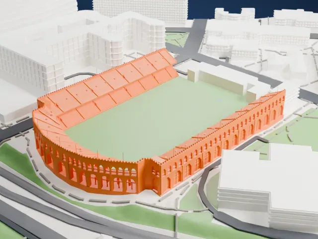 Franklin Field model, East view