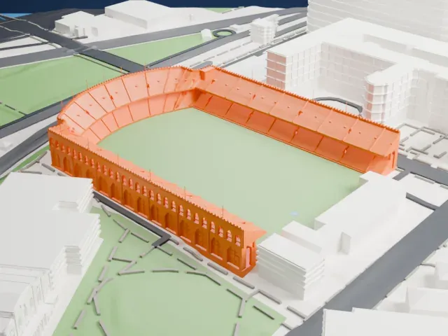 Franklin Field model, North view