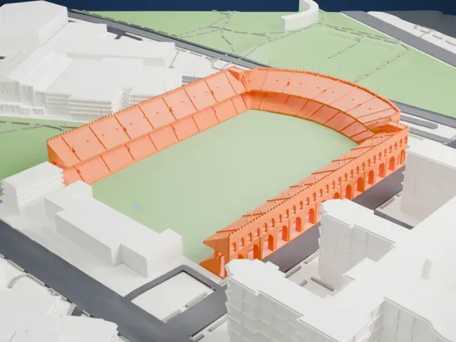 Franklin Field model, West view