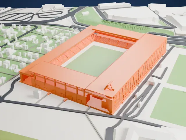 Franz Horr Stadium model, East view