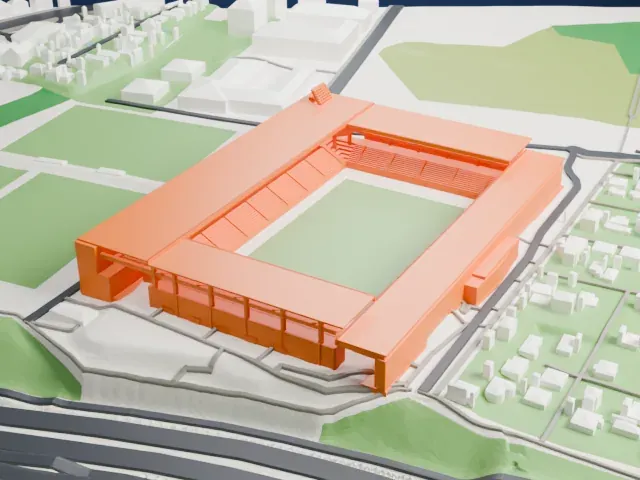 Franz Horr Stadium model, West view