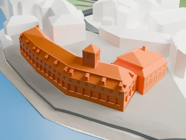 Franz Kafka Museum model, East view
