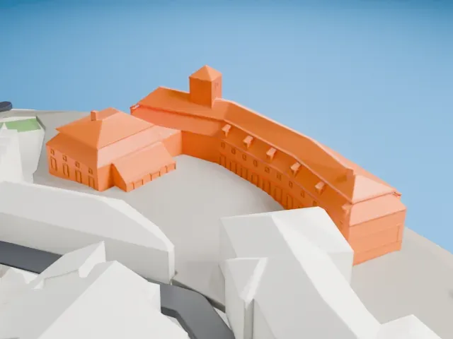Franz Kafka Museum model, West view