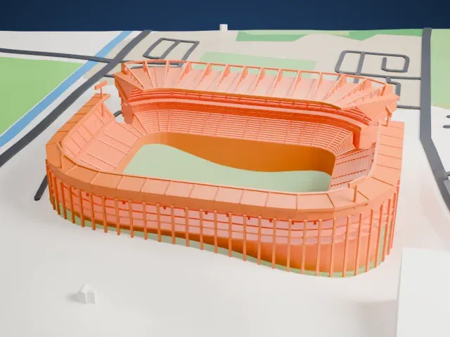 Free State Stadium model, East view