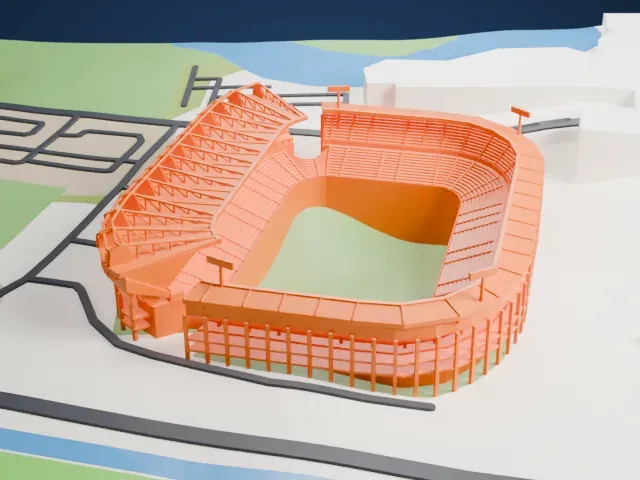 Free State Stadium model, South view