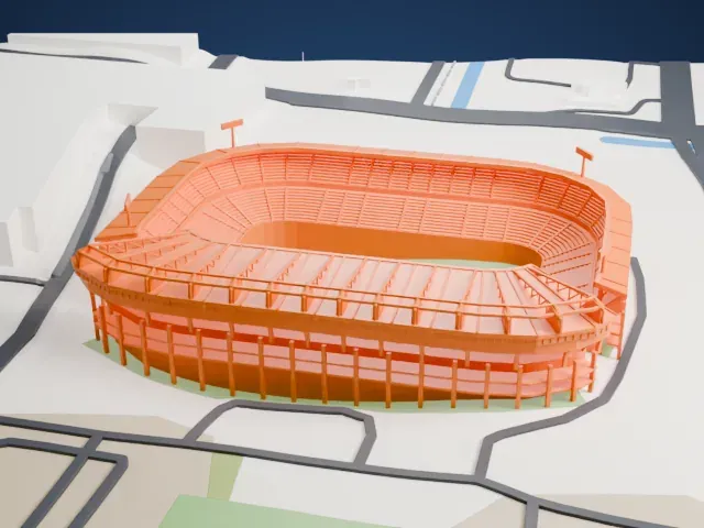 Free State Stadium model, West view
