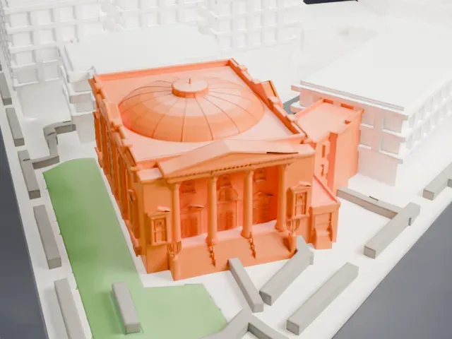 Free Synagogue of Flushing model, East view