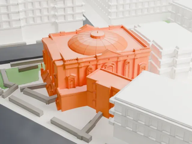 Free Synagogue of Flushing model, North view
