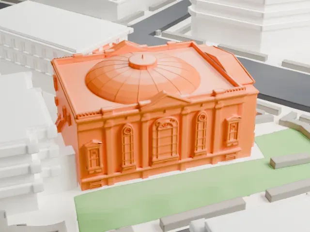 Free Synagogue of Flushing model, South view