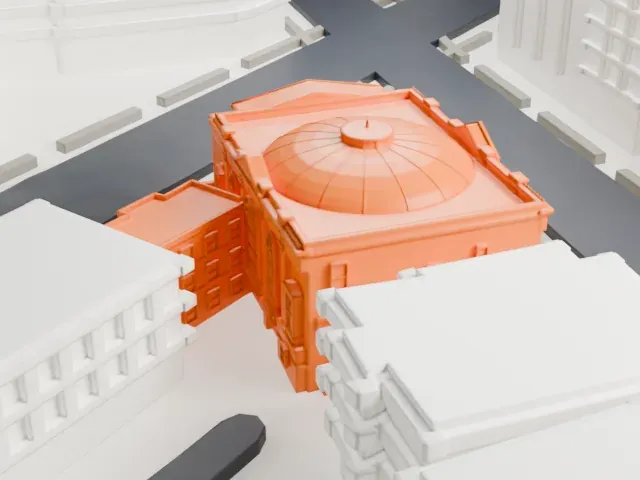 Free Synagogue of Flushing model, West view