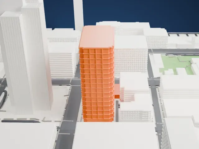 Freeport-McMoRan Center model, East view