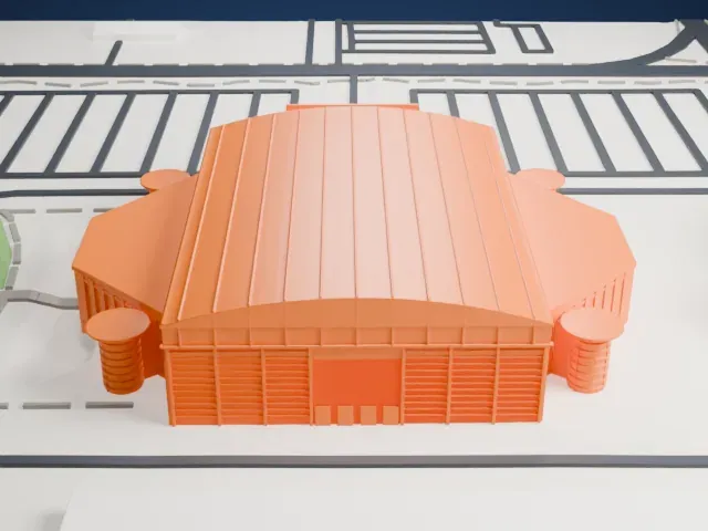 Frost Bank Center model, North view
