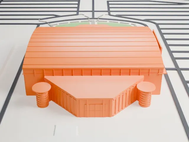 Frost Bank Center model, West view