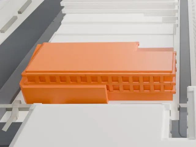 Fry Building model, East view