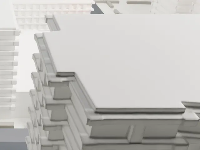 Fry Building model, South view