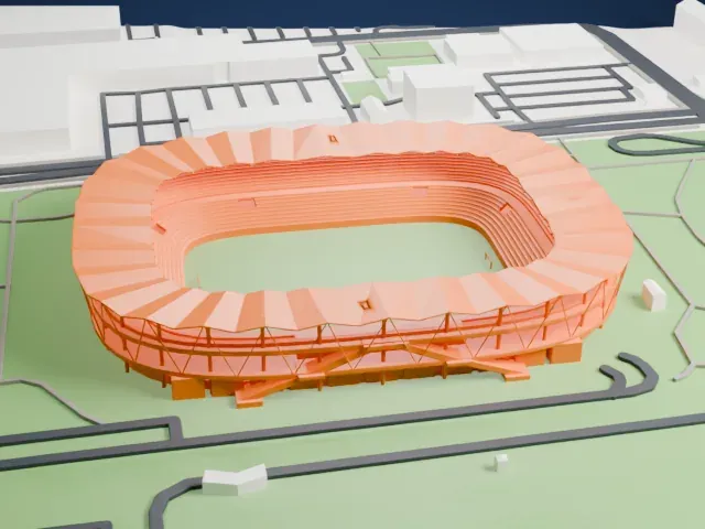Fukuda Denshi Arena model, West view