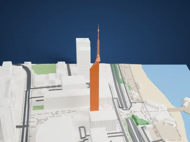 Fukuoka Tower model, East view