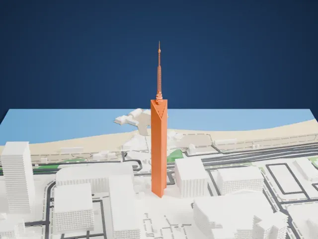 Fukuoka Tower model, South view