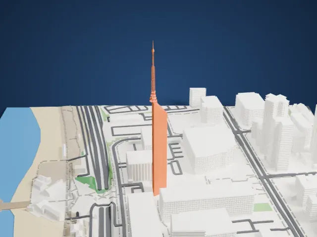 Fukuoka Tower model, West view