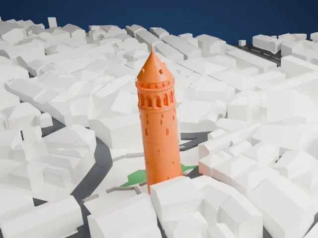 Galata Tower model, West view