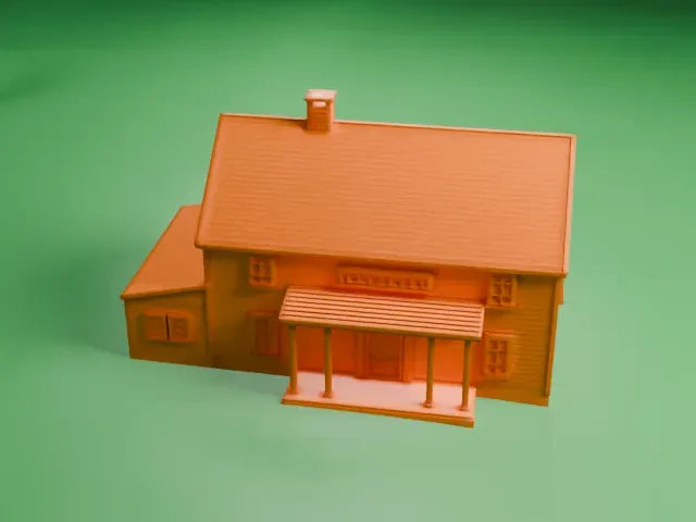 Garret K. Osborn House and Barn model, North view