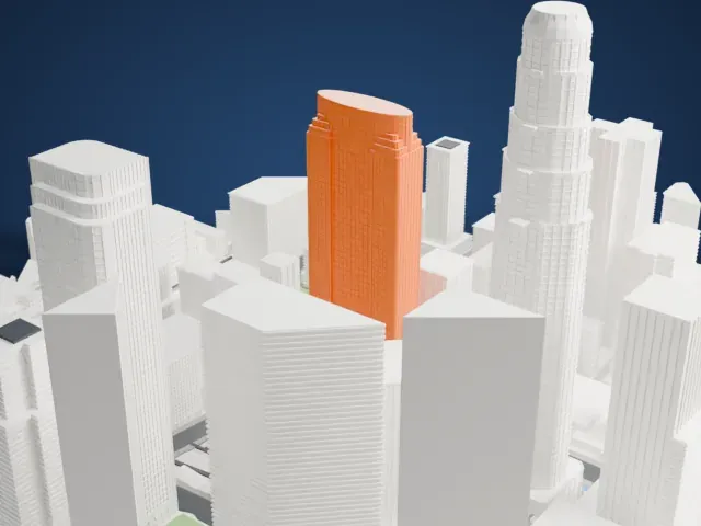 Gas Company Tower model, North view
