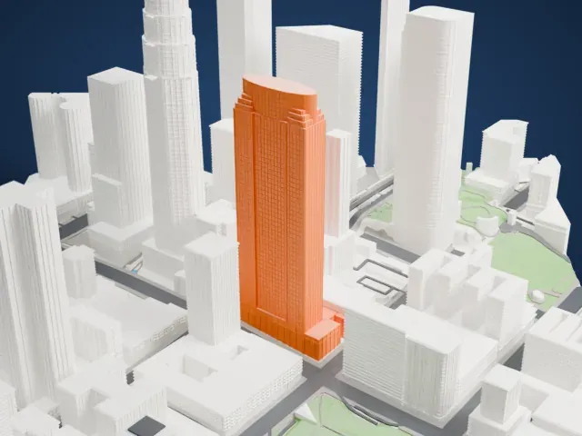 Gas Company Tower model, South view