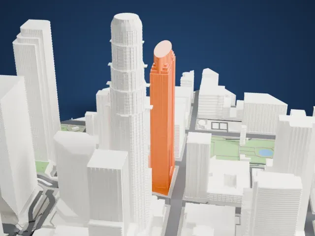 Gas Company Tower model, West view