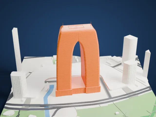 Gate to the East model, East view