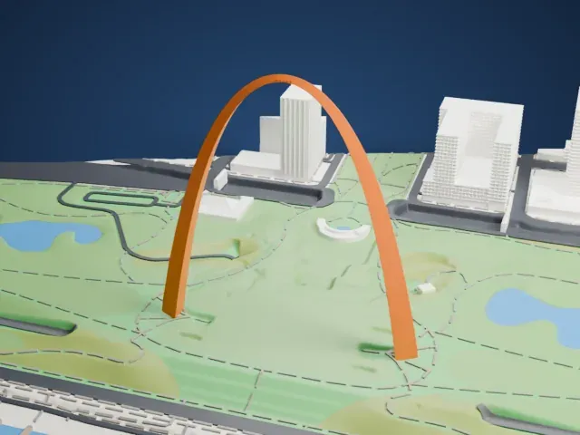 Gateway Arch model, East view