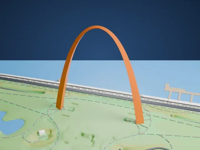 Gateway Arch model, West view