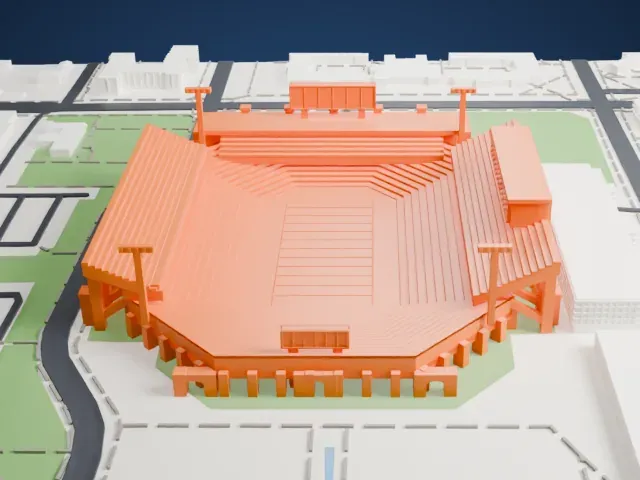 Gaylord Family Oklahoma Memorial Stadium model, North view