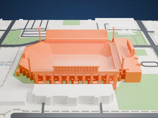 Gaylord Family Oklahoma Memorial Stadium model, West view