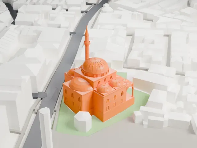 Gazi Atik Ali Pasha Mosque model, East view