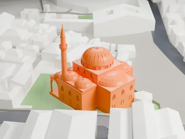 Gazi Atik Ali Pasha Mosque model, South view